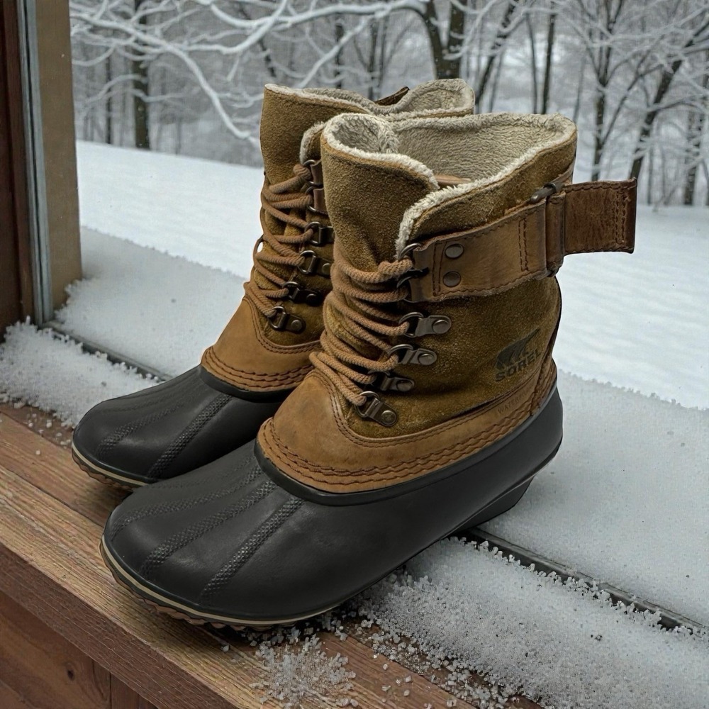 SOREL❄️Winter 🤑Fancy Lace Duck Boot Gorpcore Waterproof ChunkyY2K 🤎Grunge8.5